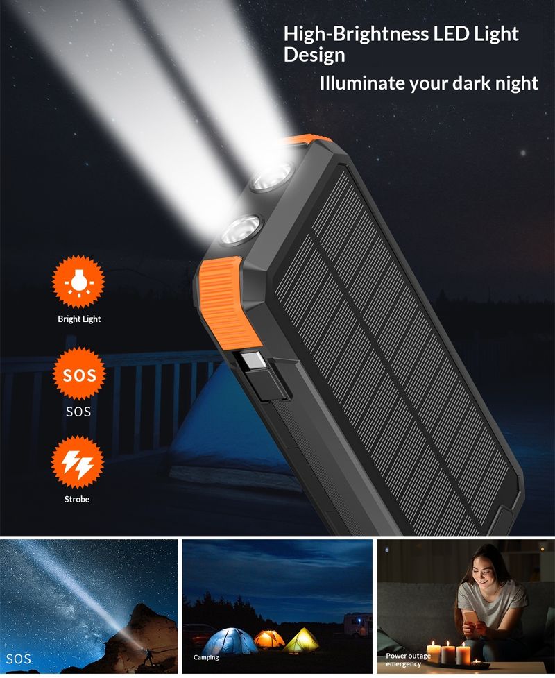 Detachable Solar Wireless Power Bank 20000mAh Hand Crank Generator With Light And Cigarette Lighter Built-in Cable_voghion.com