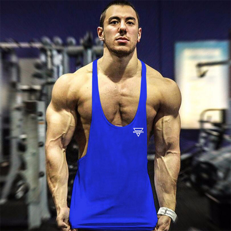 2022 Summer Professional Bodybuilding Fitness linne för män Sporttryck Fint band Straddle Racerback linne Bomull_voghion.com