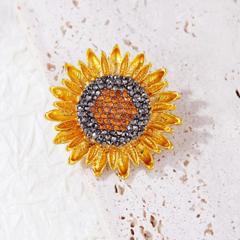 Spilla in smalto a forma di girasole con strass Lanhao intarsiata con diamanti, spilla a forma di fiore, alla moda, in lega ecologica_voghion.com