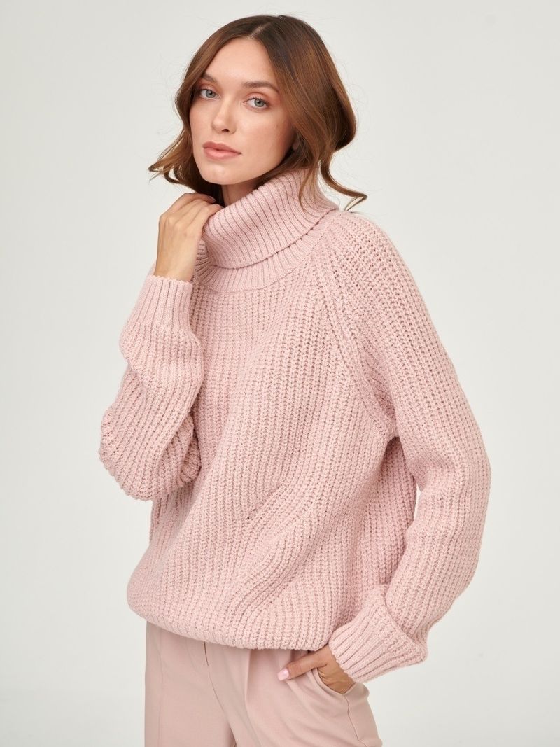 Maglione oversize da donna a collo alto in maglia – Pullover invernale spesso, tessuto acrilico morbido, maniche a spalla bassa, trendy e comodo per autunno e inverno_voghion.com