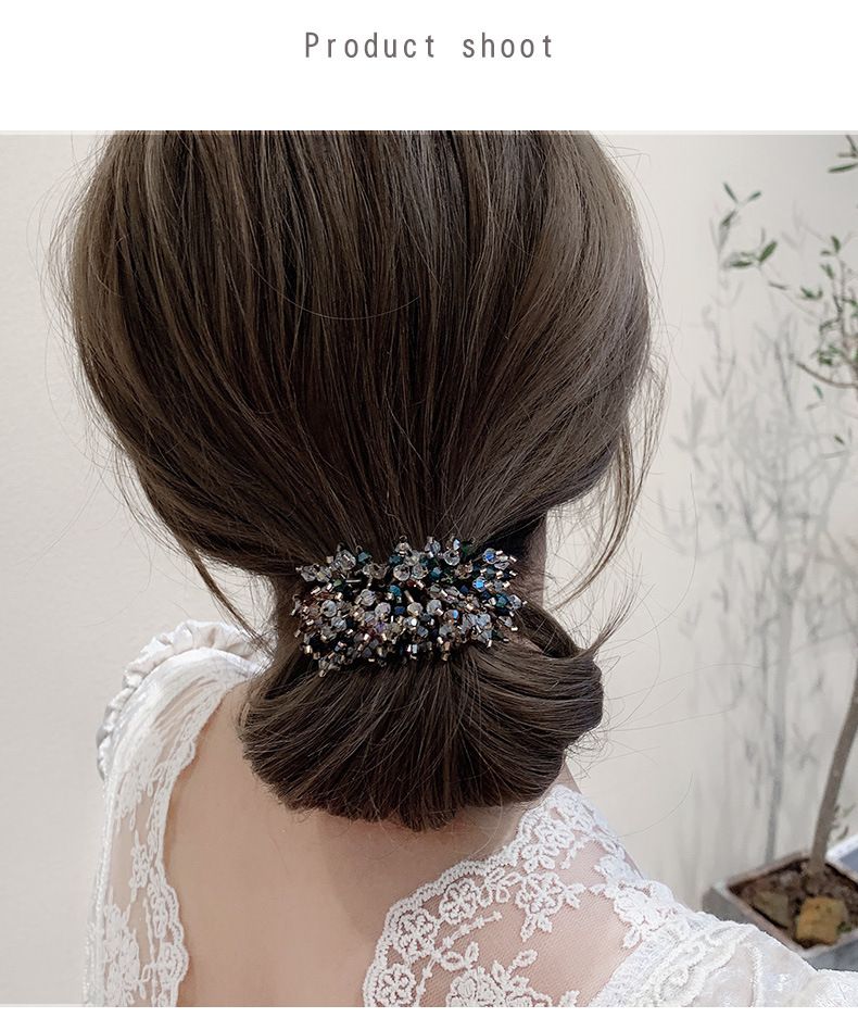 Versione coreana di semplice squisito cristallo perline fatto a mano francese famoso internet versatile cravatta per capelli e fascia per capelli_voghion.com