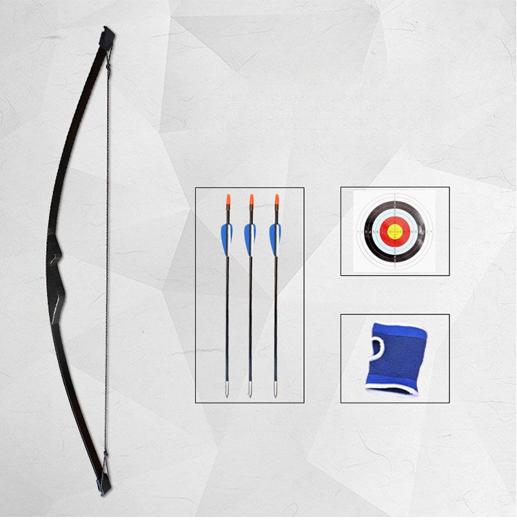 Arco de tiro recto todo en uno para principiantes, set de tiro con arco para deportes al aire libre con papel de diana para excursiones y zonas pintorescas._voghion.com