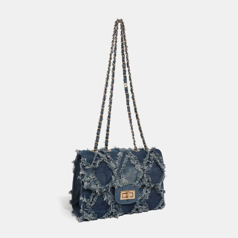 Borsa a tracolla da donna in denim tie-dye di alta qualità, casual, versatile e di nicchia_voghion.com