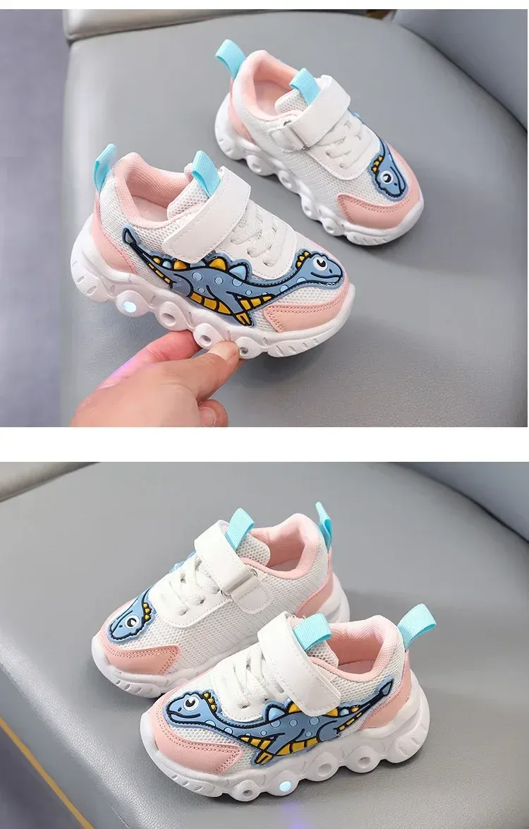 LED Niedlichen Cartoon Jungen Casual Sneaker Für Kinder Mädchen Mesh Atmungsaktive Beleuchtung Schuhe Baby Beleuchtet Schuh_voghion.com