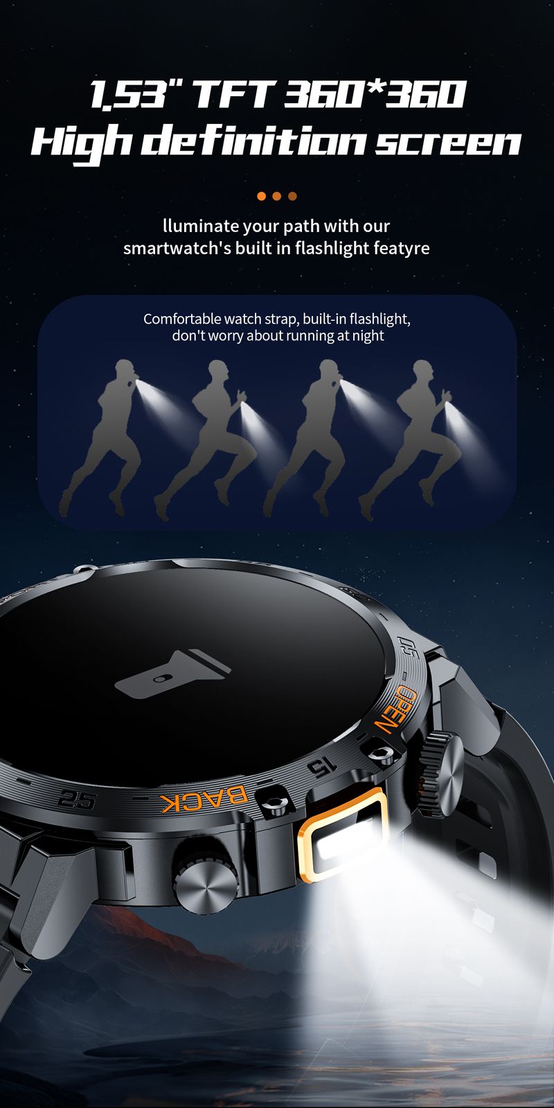 2025 LED Flashlight Smart Watch Military Watches SOS Bluetooth Call Waterproof Health Monitor Sport Smartwatch For_voghion.com