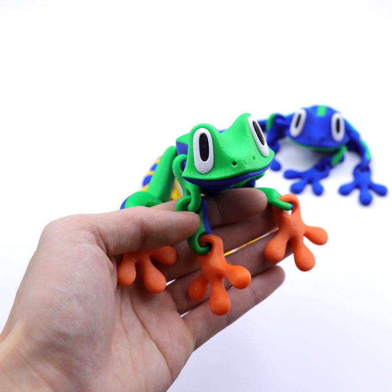 Giocattolo da scrivania snodabile a forma di rana - Figura magnetica a forma di rana stampata in 3D con giunti mobili, perfetta per decorare frigorifero e ufficio_voghion.com