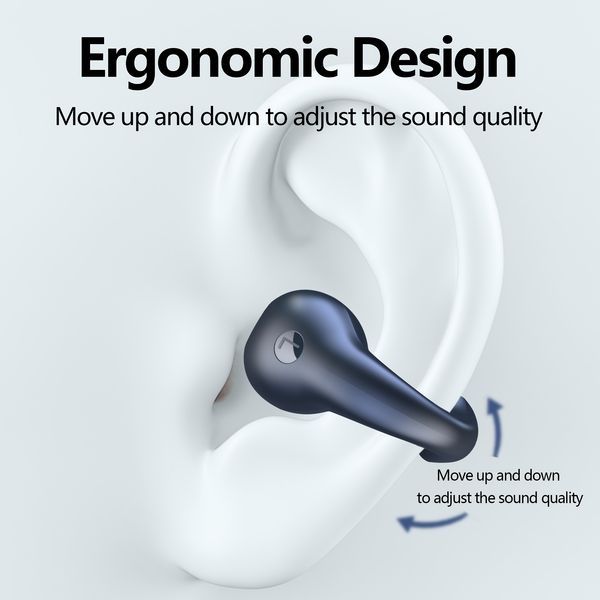 1pc Original Q80 Bone Conduction Clip Ear Type Noise Reduction Wireless Headset (white/black)_voghion.com