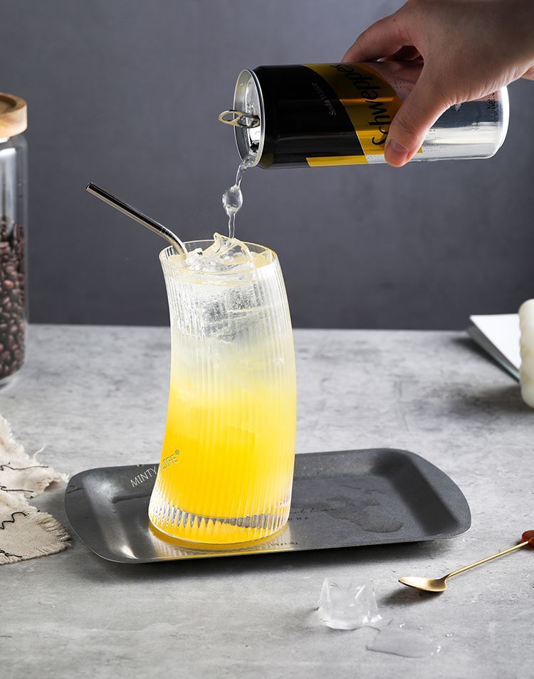 Tazza da caffè in vetro per cocktail, bevanda, tè, succo e vela a righe, INS Creative Crescent_voghion.com