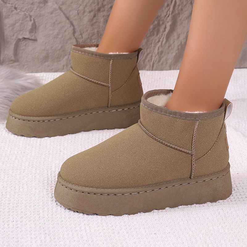 SHLIANG Bottes de neige à plateforme épaisse en peluche pour femmes, chaussures d'hiver chaudes en fourrure et coton, bottines en daim à enfiler, chaussures rembourrées Y0074_voghion.com