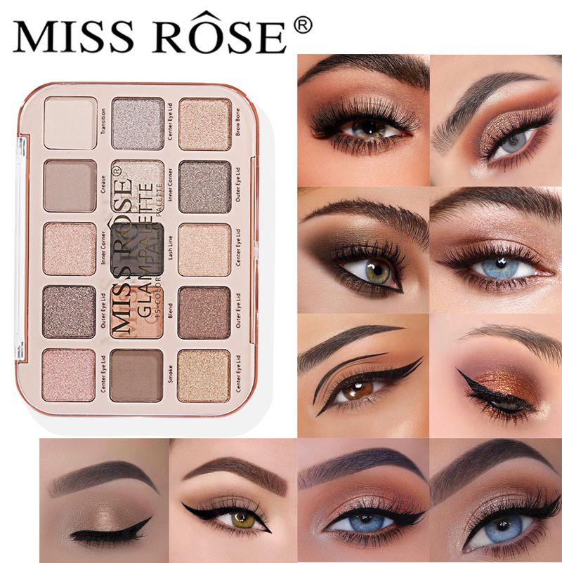 MISS ROSE 15 Color Makeup Matte Contour Eyeshadow Palette, Multi Color, Long Lasting, Sweat Proof, Easy To Apply, Fine Shimmer Eyeshadow_voghion.com