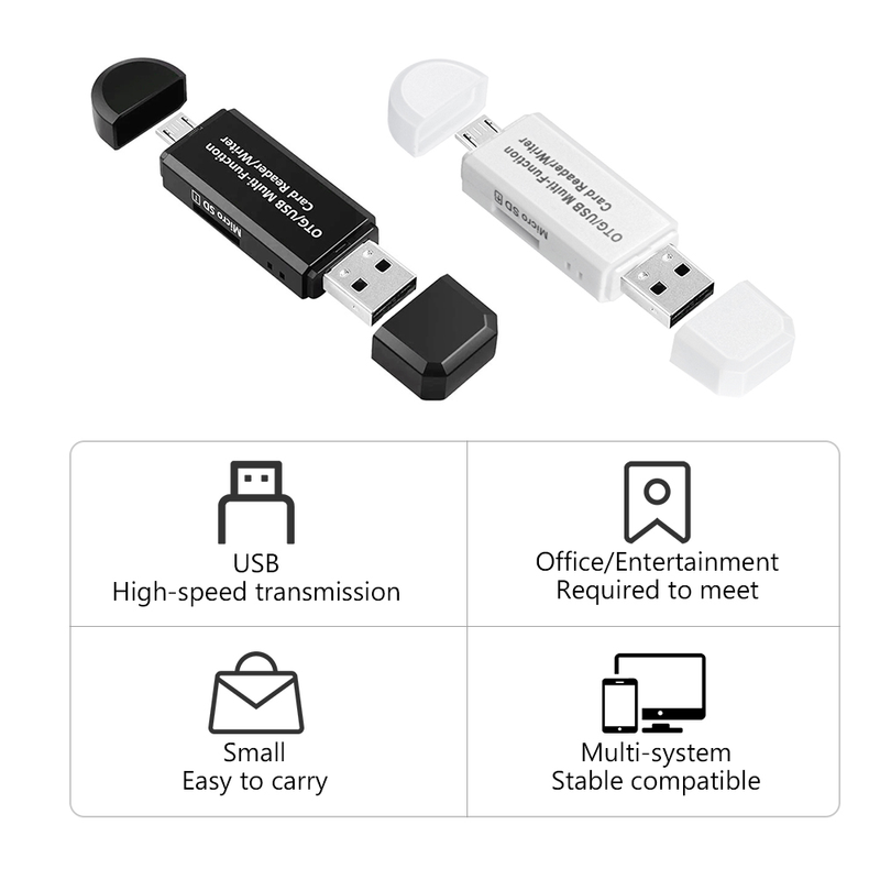 2 In 1 USB SD Card Reader Micro USB Memory OTG Adapter For SDXC/SDHC/SD/MMC/RS-MMC/Micro SD/TF /Micro SDXC/Micro SDHC/UHS-I_voghion.com