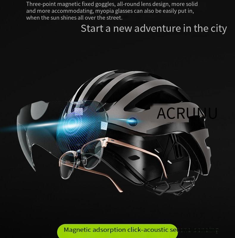 Casque de vélo moulé intégré avec pare-brise et éclairage magnétique_voghion.com