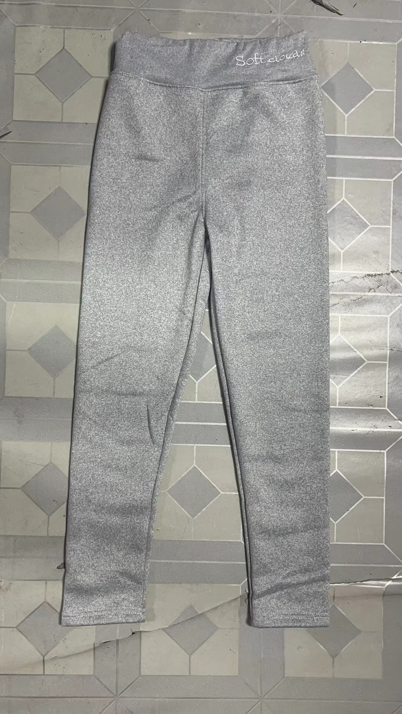 Vêtements pour femmes : leggings taille haute doublés en polaire avec effet gainant et broderies – Pantalon thermique d'hiver grande taille_voghion.com
