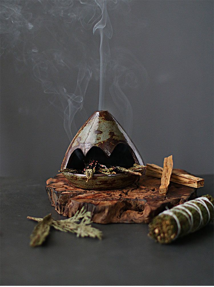 Peruanischer Palo Santo Halter Brenntablett Salbeiständer Keramik Weihrauchbrenner Diffusor_voghion.com