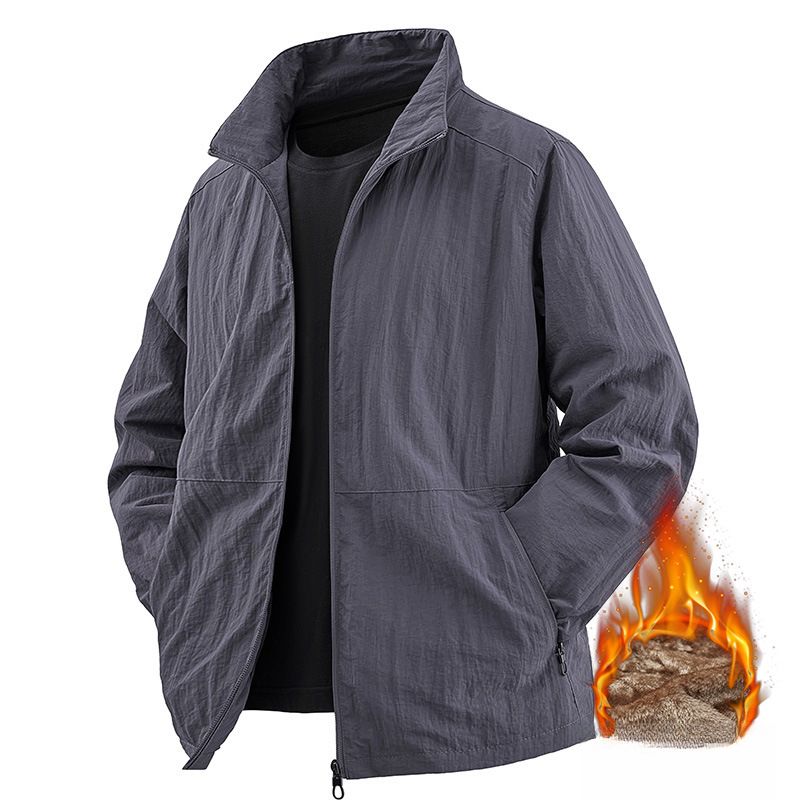 Giacca con colletto rialzato, nuova giacca invernale casual impermeabile foderata in pile, abbigliamento da uomo alla moda 2024_voghion.com