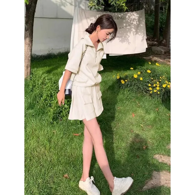 Ensemble deux pièces short et haut à manches courtes, style coréen, collection été 2025 pour femme._voghion.com