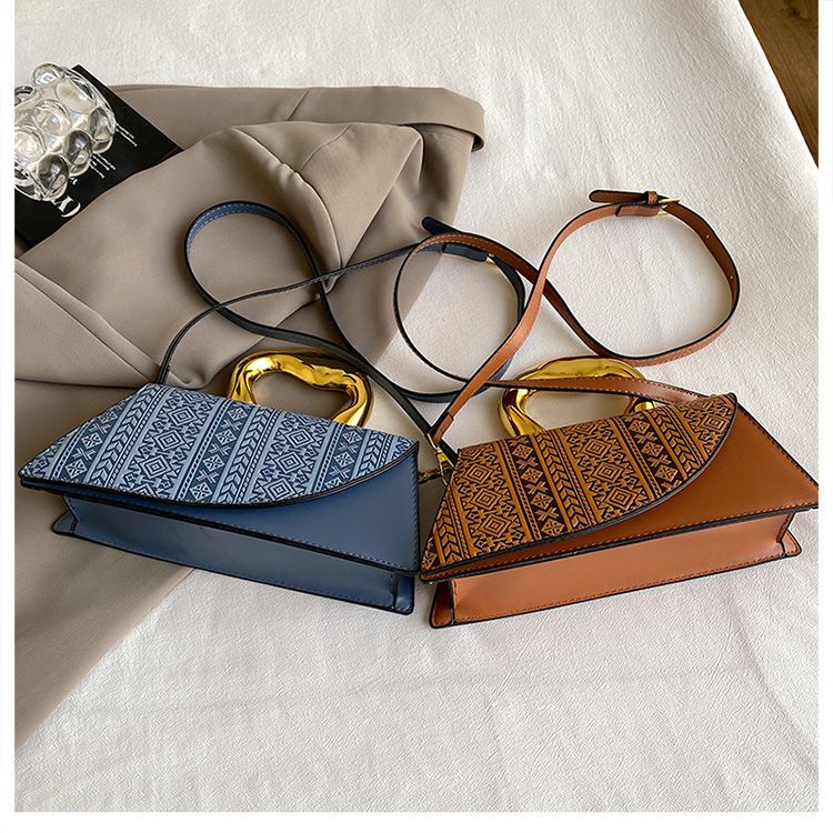 French Shell 2024 New Trendy Western style Electroplated Handbag Printed Splicing Bag_voghion.com