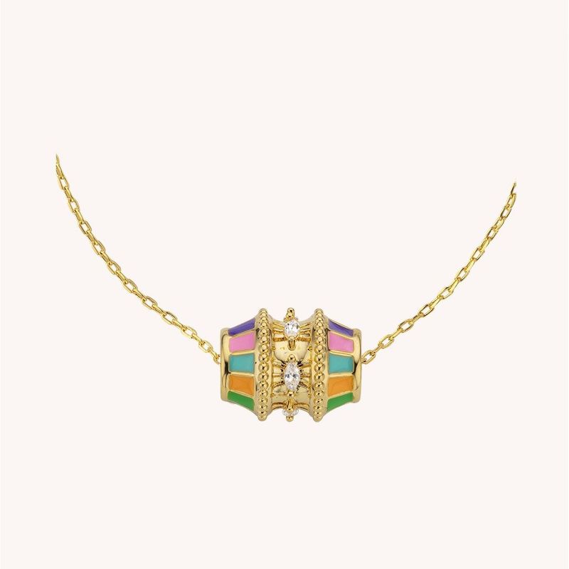 Women's Jewelry Barrel Twist Valentine's Day Dopamine Necklace With 18K Gold Vacuum Plating, Geometric Design, Fashionable And Trendy_voghion.com
