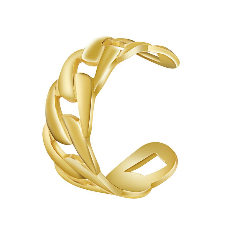 Nuovo design a catena cubana cava aperta per donna, anello semplice regolabile in acciaio al titanio_voghion.com