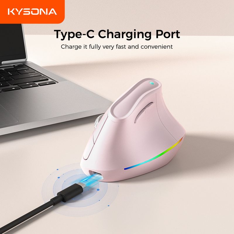 Premium Ergonomic Vertical Rechargeable Upright Mouse Healthy 4000DPI Hot-Selling Wireless Dual Mode_voghion.com