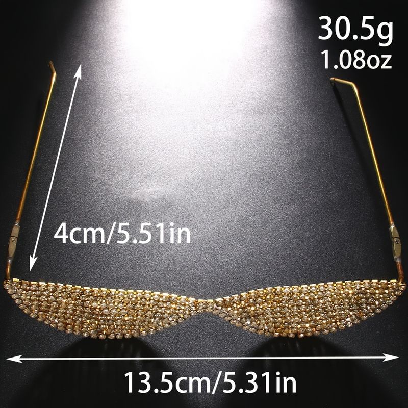 Eyeglass frame filled with sparkling crystals, without lenses, metal folding eyeglass frame, facial accessories_voghion.com