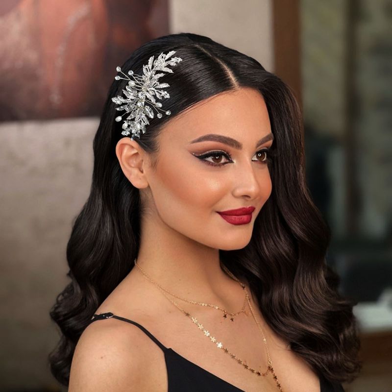 Elegante pettine per capelli con strass per spose e occasioni speciali - Design floreale fatto a mano con base in lega, perfetto per matrimoni, feste ed eventi_voghion.com