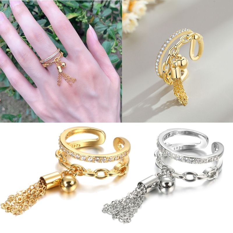 Heiße verkäufe Heiße verkäufe Hängen einstellbare open-schleife geschenk kette quaste zirkonium anhänger ring_voghion.com