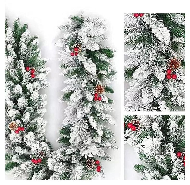 Gonna per albero di Natale floccata da 270 cm con luci LED a 8 modalità - Elegante decorazione per la casa durante le festività natalizie_voghion.com