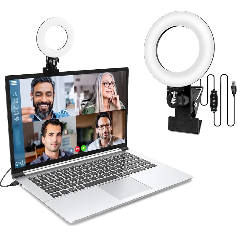 6Inch Video Conference Light Kit Ri Clip On Laptop Monitor With 3 Color Webcam Light Remote Work Self_voghion.com