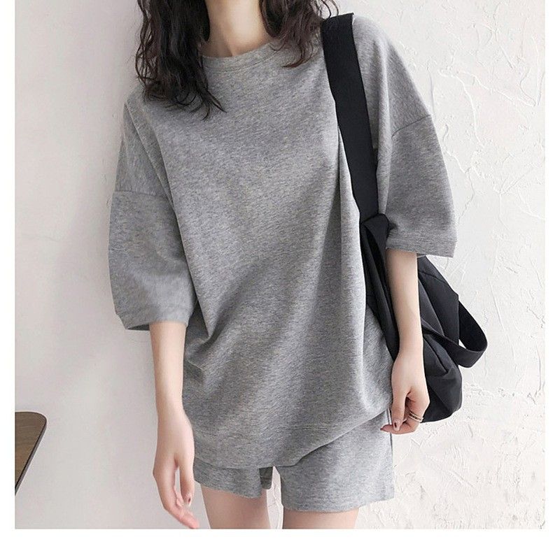 Damen-Sportanzug 2025, neues Mode-Set, kurzärmeliges T-Shirt, lässig, zweiteilig, hohe Taille, Shorts in Übergröße_voghion.com