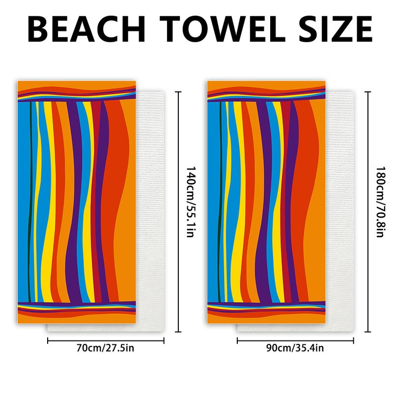 Kolorowy ręcznik plażowy z serii Stripe z ultracienkich włókien, chłonny, drukowany_voghion.com