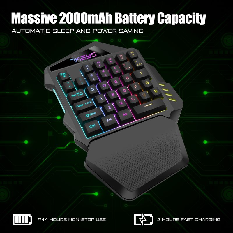 One-handed Game Keyboard 2.4G Wireless Charging Model RGB Luminous Left-hand E-sports Game Keypad Source Factory_voghion.com