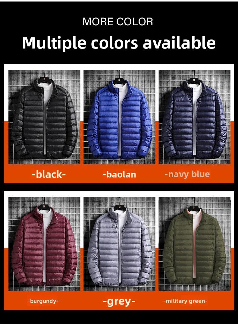 Leichte Baumwolljacke für Herren, lässig, bedruckbar, kurzer Kragen, weit geschnittener Baumwollmantel, große Oberbekleidung für Männer_voghion.com