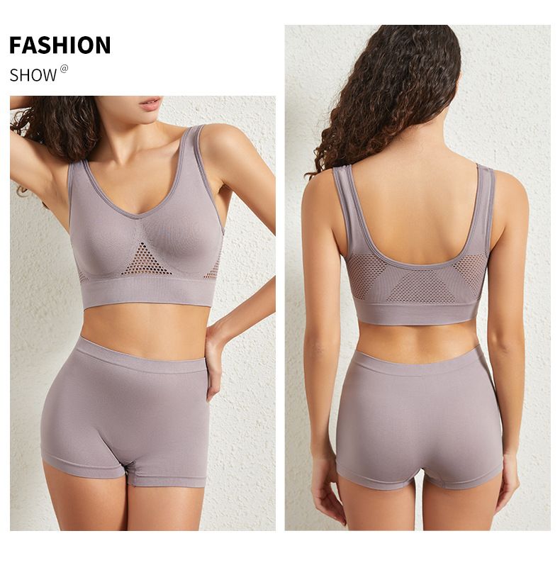 Intimo con un tocco femminile, fondo in acciaio arricciato, bellissimo set di canottiere, taglia grande, senza imbottitura, traspirante, yoga_voghion.com