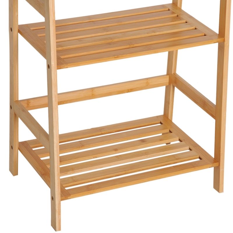 Bücherregal Mit 4 Ebenen Im Leiterdesign, Aus Bambusholz, Naturfarbe_voghion.com