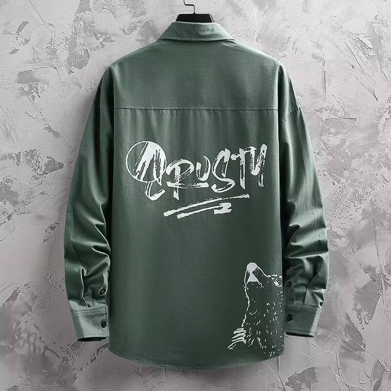 Camicia unisex oversize effetto lino – Top a maniche lunghe minimalista dalla vestibilità ampia per streetwear e abbigliamento quotidiano (nero/verde/kaki)_voghion.com