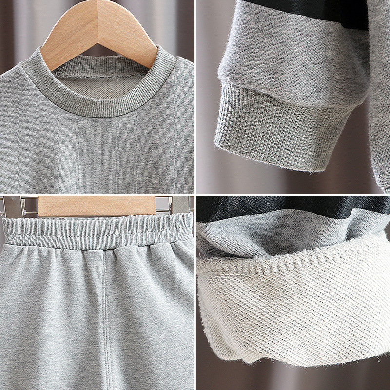 Pull à col rond avec lettres pour garçons et filles, ensemble de sport décontracté et confortable pour enfants, Long printemps et automne_voghion.com