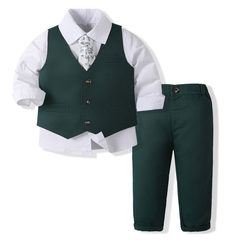 Kinderkleid im britischen Stil, Jungenanzug-Stil, kleine und mittelgroße Kinder, langärmeliges Hemd, Weste, Performance-Kostüm, Kinderkleidung_voghion.com