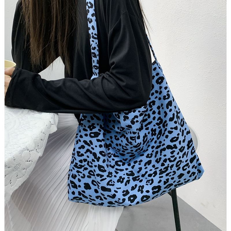 Borsa a tracolla in velluto a coste con stampa leopardata, grande capacità, per la spesa, per studenti, da donna_voghion.com