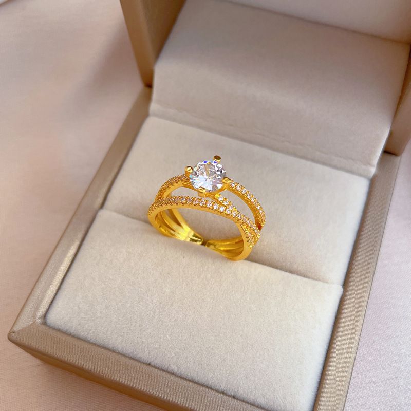 【 Real Gold Plating 】 Open Ring Twisted Crossed Personalized Index Finger Ring, Net Red, Same Sty, Simp and Cold_voghion.com