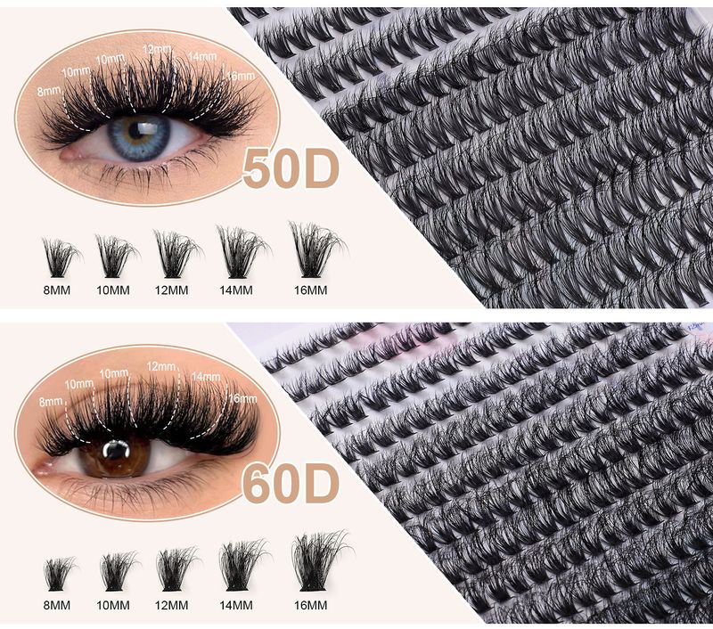 European and American cross border DIY segmented false eyelashes set 30D40D50D80D dense D curved single cluster eyelashes_voghion.com