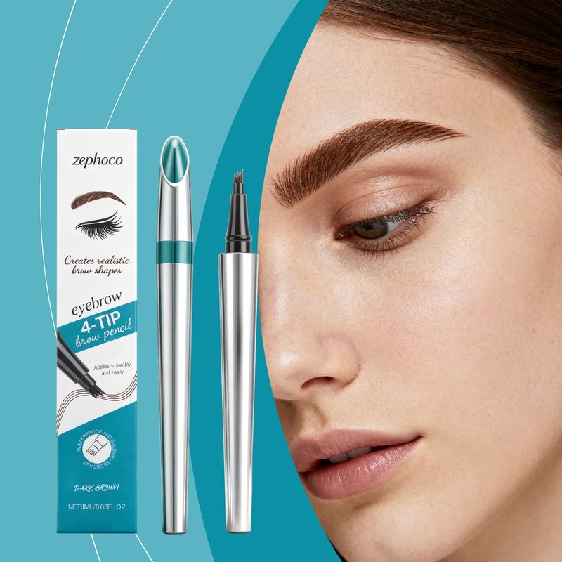 Zephoco Smudge-Proof Four-Pronged Pencil Dark Brown Three-Dimensional Color Rendering Non-Smudge Waterproof Sweat-Proof_voghion.com