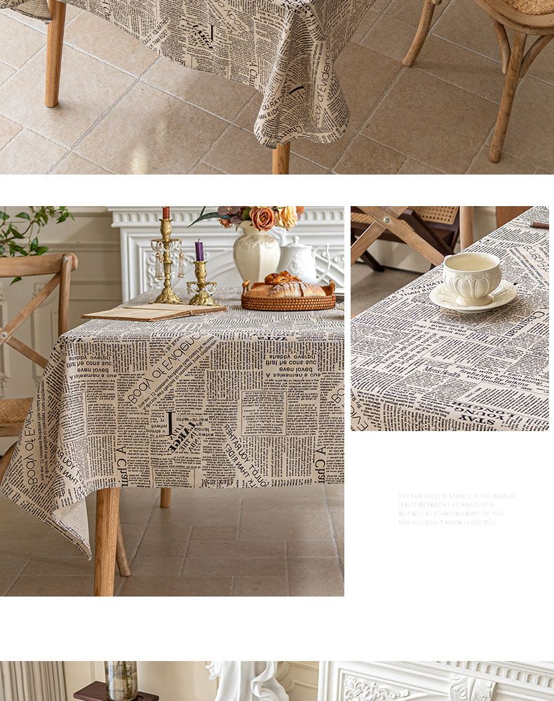 Blue Floral Tablecloth - Cotton Linen Rectangular Cover (Scandinavian Style Vintage Farmhouse Photo Backdrop Dorm Decor)_voghion.com