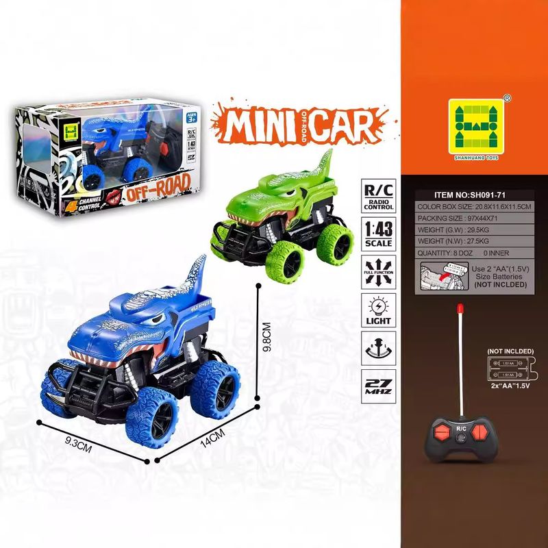 Mutter & Kinder 4WD RC-Auto mit LED-Leuchten, Offroad-Fernsteuerungsspielzeug für Kinder – Dinosaurier- und Monstertruck-Modelle (Grün/Rot/Blau/Gelb/Weiß)_voghion.com