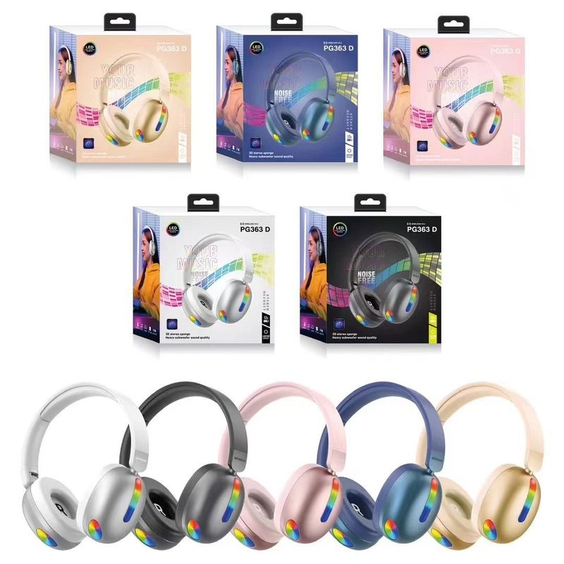 New PG363D Head mounted Bluetooth with RGB Lights, 3D Sponge Illumination, True Wireless Earphones_voghion.com