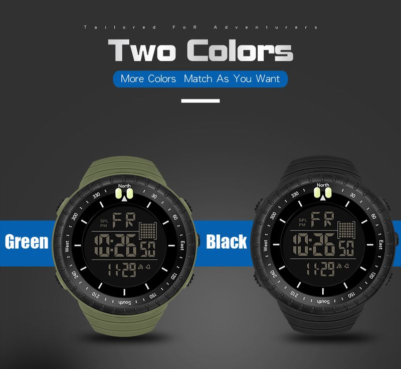 Men's Digital Sports Watch With Night Light, 50m Waterproof, Stopwatch, Alarm, Large Screen For Outdoor, Hiking, And Daily Use Trendy Student Watch_voghion.com
