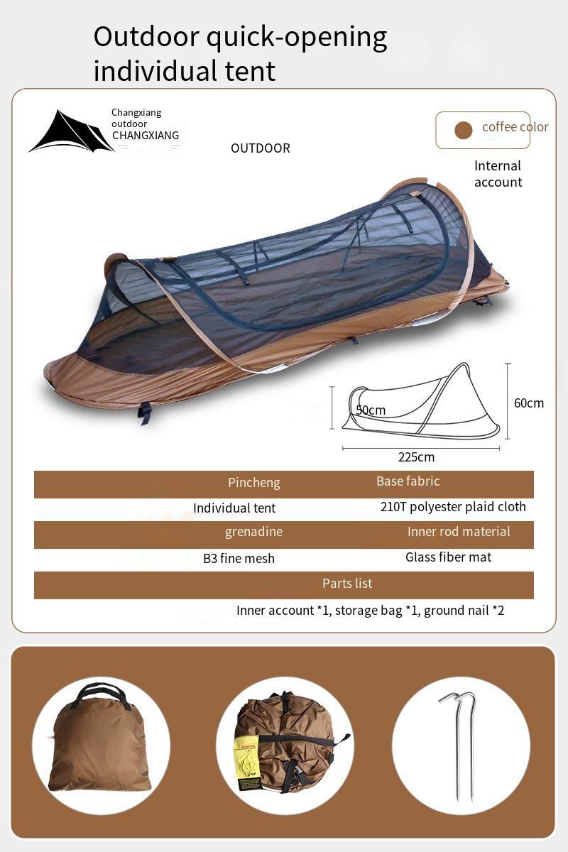 Tenda tattica individuale anti-zanzara per campeggio all'aperto, da campeggio, per escursionismo, per una sola persona, con apertura rapida._voghion.com