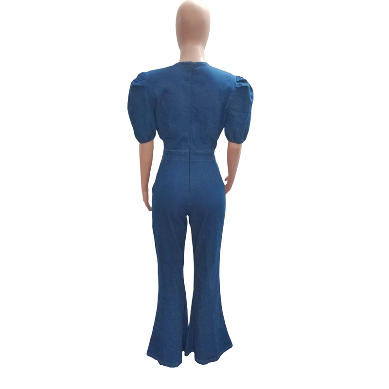Barboteuse découpée en denim sexy et décontractée pour femmes_voghion.com