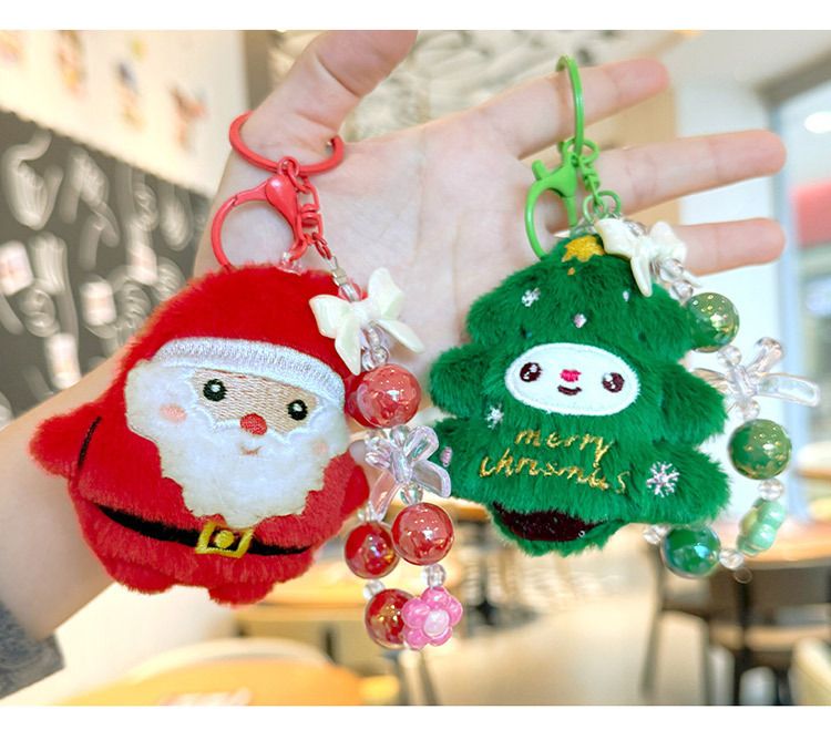 Niedlicher Weihnachtsmann-Plüsch-Schlüsselanhänger, Ornament, kreativer Rucksack und Federmäppchen, Charme, festliches Weihnachtsgeschenk für Kinder, Freunde, Kollegen_voghion.com