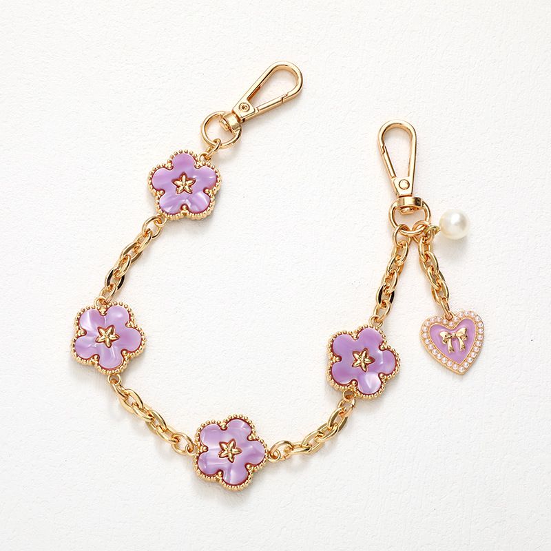 New Acrylic Acetate Flower Handbag Anti-drop Phone Keychain Pendant Bag Metal Chain_voghion.com